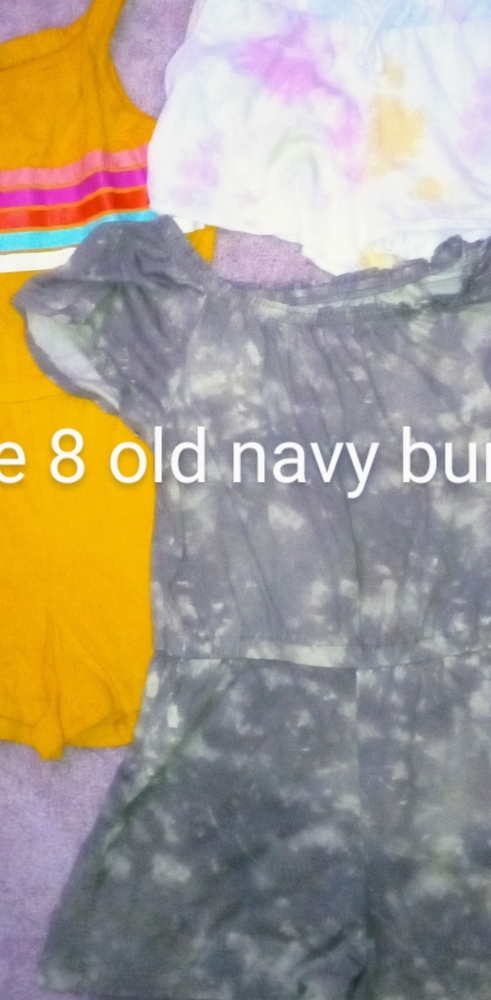 Yllw romper, camouflage romper and tie dye shorts! Sz 8